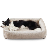 JOEJOY dog bed medium leopard pattern closeup highlighting plush warmth for cozy naps