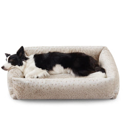 JOEJOY dog bed medium leopard pattern closeup highlighting plush warmth for cozy naps