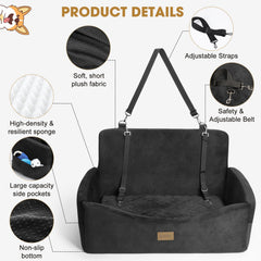 JOEJOY dog car seat dual-material cover with plush and faux leather