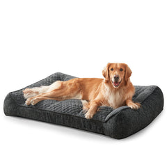 JOEJOY extra large orthopedic dog bed with 3-sided headrest for neck support.