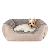 JOEJOY rectangle dog bed beige with faux fur texture for cozy lounging.