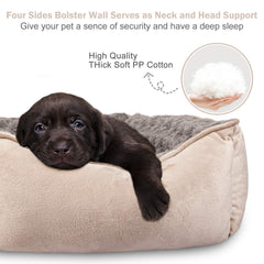JOEJOY bed showing raised-wall design for head and neck comfort.