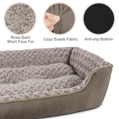 JOEJOY rectangle bed features non-slip bottom for stays on slippery floors.