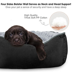 JOEJOY Rectangle Dog Bed side view highlighting anti-slip bottom for stable placement.