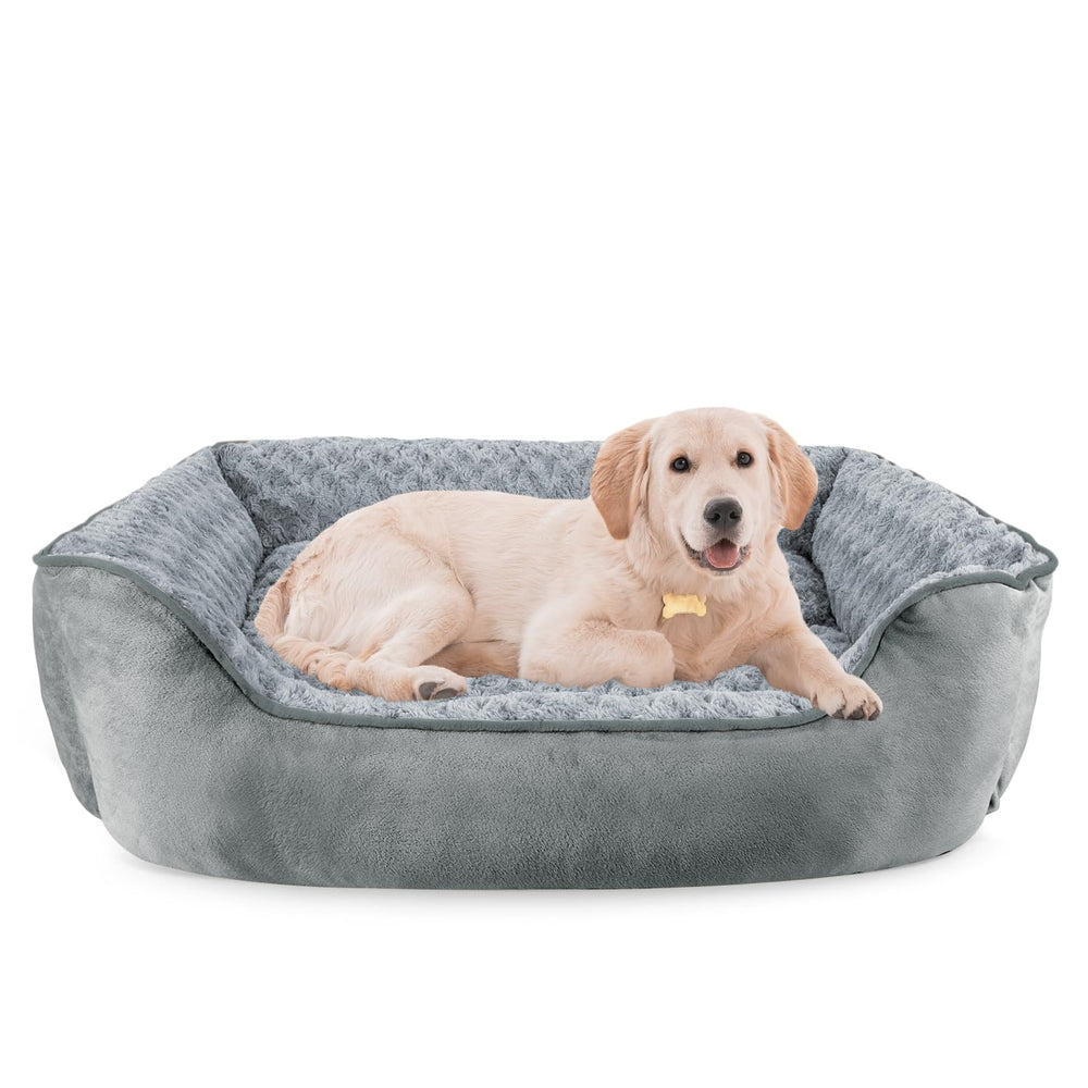 JOEJOY rectangle dog bed with soft faux fur cover for cozy warmth