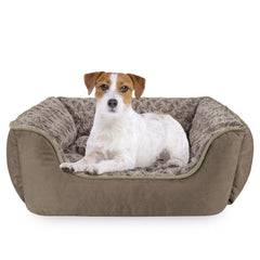JOEJOY rectangle dog bed with soft faux fur cover for cozy warmth and comfort.