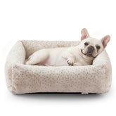 JoeJoy leopard-print dog bed closeup shows plush warmth for naps.
