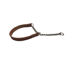Joel Silverman alternative training collar leather-chain design demonstrates humane control for effective training sessions.