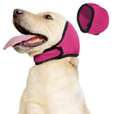 JOHNBOLIN pink hoodie ear muffs worn for calming grooming sessions.