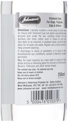 Johnson's Veterinary Diamond Eyes eye-area cleansing shows safe facial care for tear-prone pets