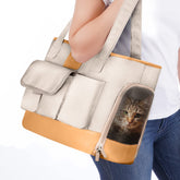 Johomviin pet-carrier front view shows premium PU leather for stylish travel.