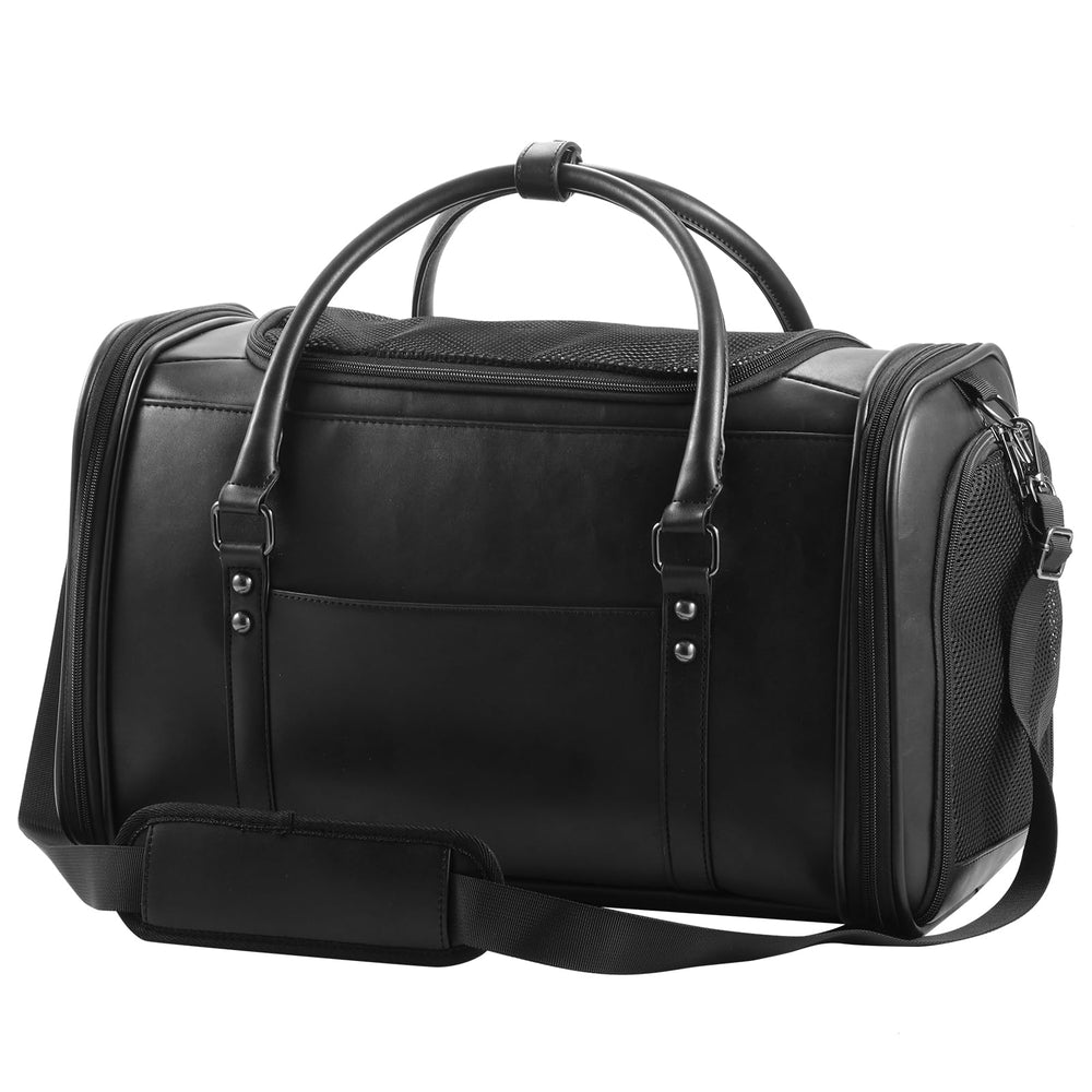 Johomviin stylish leather pet carrier shows premium vegan leather for durable daily use.