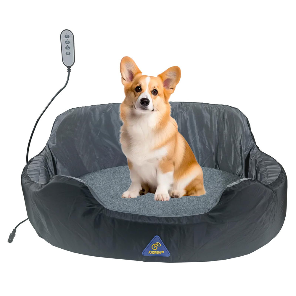 JOJOPEPE self-warming orthopedic dog bed grey front view promotes cozy lounging