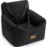 JOEJOY dog car seat elevates view for calmer rides with plush fabric.
