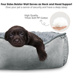 JOEJOY Rectangle Dog Bed closeup faux fur texture for luxurious warmth.