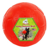 Jolly Pets Jolly Soccer Ball 8in closeup highlights durable, pliable material for outdoor play.