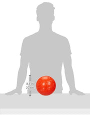 Jolly Pets soccer ball textured grip close-up, easy to hold when wet.