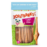Jolly Barks Junior Bully Sticks pack 6in 25pk for small dogs, easy-to-chew six-inch sticks.