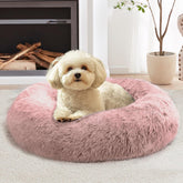 JOLLYVOGUE Calming Dog Bed 27inch donut design for secure, cozy rest.