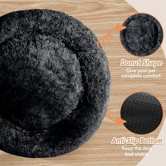 JOLLYVOGUE calming dog bed donut design from a side angle highlights burrow-friendly security.