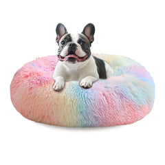 JOLLYVOGUE calming-dog-bed-donut-design offers burrowing comfort for anxious pets.