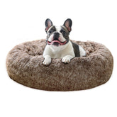 JOLLYVOGUE Calming Donut Bed 31-inch with plush fur for cozy security.