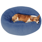 JOLLYVOGUE dog bed donut fluffy outer cover provides a plush, cozy retreat for pets.