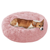 JOLLYVOGUE dog bed donut front view offers cozy curling comfort for calm rest.