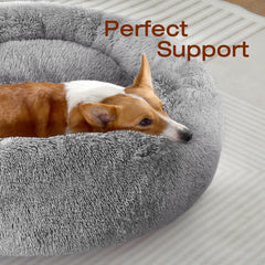 JOLLYVOGUE dog bed donut side-view shows enclosed design for secure resting.