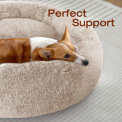 JOLLYVOGUE dog bed with anti-anxiety design supports calm lounging.