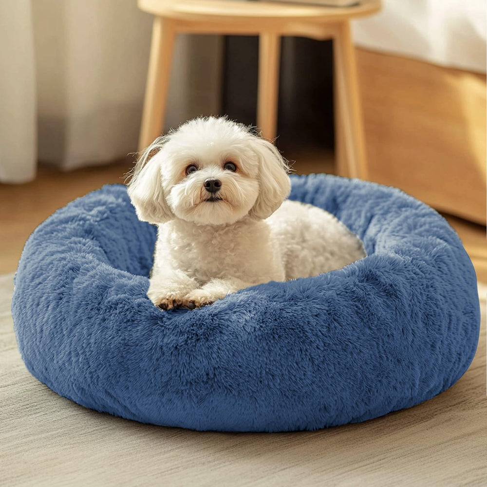 JOLLYVOGUE donut bed closeup plush faux fur for cozy warmth