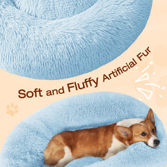 JOLLYVOGUE donut dog bed headrest support 30in offers neck comfort during quiet naps.