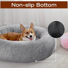 JOLLYVOGUE donut dog bed non-slip bottom keeps the bed in place.
