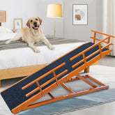 Jopavo dog ramp bed-65-length with walnut finish for easy bed access for senior dogs