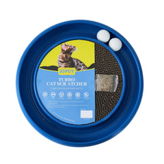 JOPOY interactive cat scratcher with two rotating balls promotes active play and exploration.