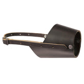 JorVet large leather dog muzzle side view showing secure design for safe walks.