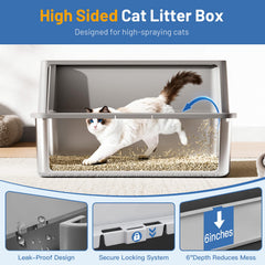Jotesnew stainless steel litter pan with non-stick surface for easy cleaning.