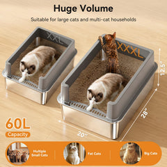 Jotesnew XXXL 60L capacity front view showing ample space for Maine Coons