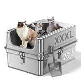 Jotesnew XXXL stainless litter box top view showcasing large capacity for big-cat households