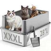 Jotesnew XXXL stainless-steel litter box, oversized design for big-cat comfort