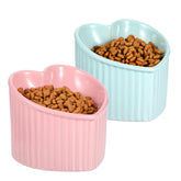 JOUTYFOR elevated cat bowls pink heart design for comfortable feeding