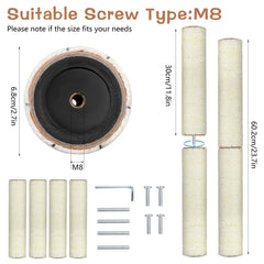 JOUTYFOR sisal rope wrapped post provides durable texture for long lasting claw sharpening