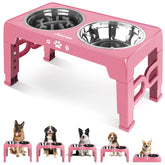 Jovrun elevated bowls stand assembled for ergonomic feeding height.