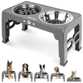 Jovrun elevated dog bowls stand provides comfortable feeding height for dogs.