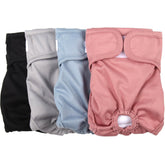 JoyDaog size M female dog diapers fit snugly around the waist for medium dogs.