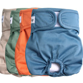 JoyDaog female dog diapers in dark blue show secure fit for active medium dogs.