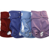 JoyDaog female dog diapers medium packaging shows four colors for versatile use.