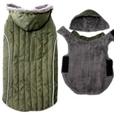 JoyDaog Fleece Dog Hoodie green front view for winter warmth and comfort.