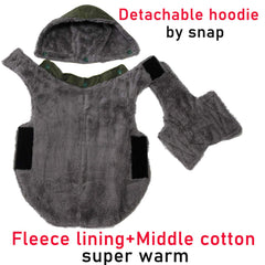 JoyDaog Fleece Dog Hoodie worn by a small dog for chilly walks.