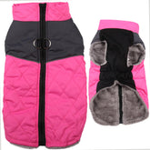 JoyDaog warm fleece dog coat pink front view shows cozy winter warmth.